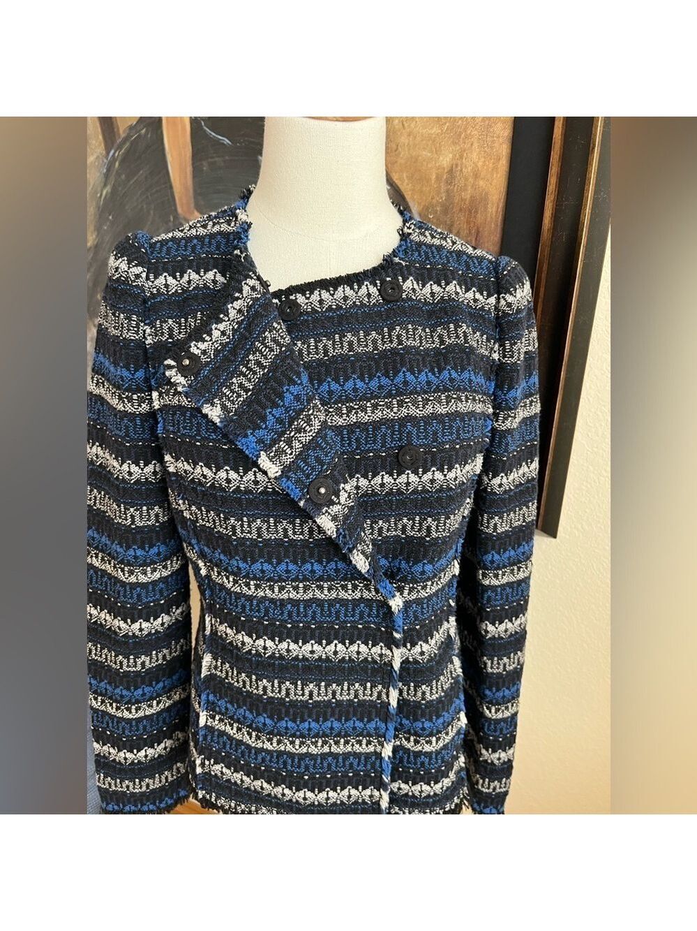 Rebecca Taylor Blue Black Convertible Blazer Size 6